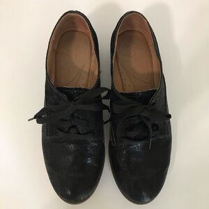 Naya Tiber Metallic Textured Leather Oxford Flats Lace-Up Size 5 EU 36